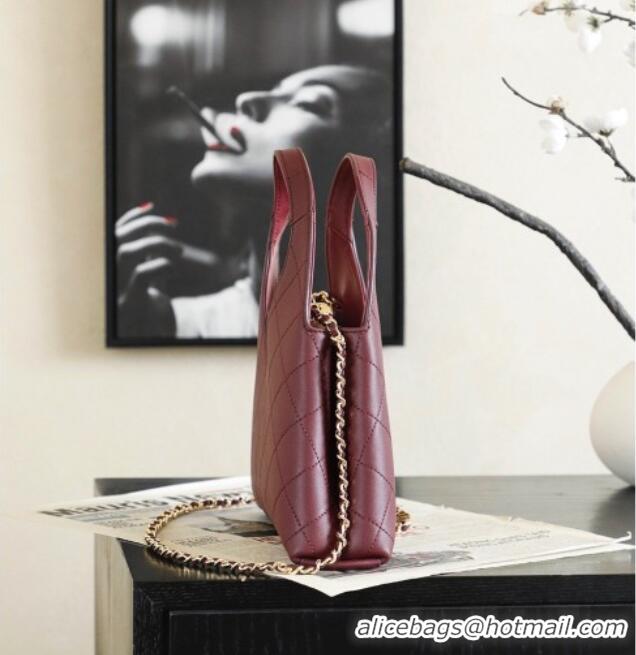 Famous Brand Chanel Calfskin Tote Bag AS6390 Burgundy 2026
