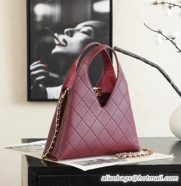 Famous Brand Chanel Calfskin Tote Bag AS6390 Burgundy 2026