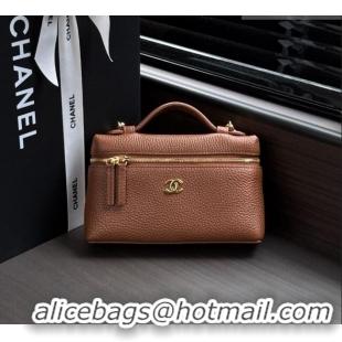 Best Grade Chanel Small Vanity with chain/Grained Calfskin AP5346 Brown 2026