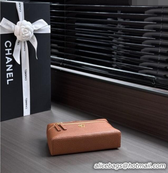Best Grade Chanel Small Vanity with chain/Grained Calfskin AP5346 Brown 2026