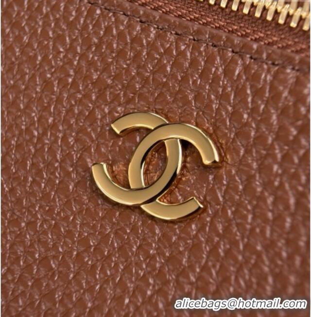 Best Grade Chanel Small Vanity with chain/Grained Calfskin AP5346 Brown 2026