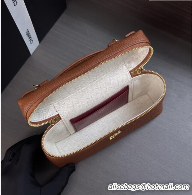Best Grade Chanel Small Vanity with chain/Grained Calfskin AP5346 Brown 2026