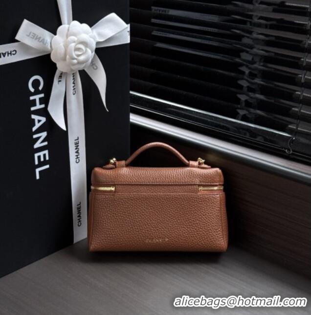 Best Grade Chanel Small Vanity with chain/Grained Calfskin AP5346 Brown 2026
