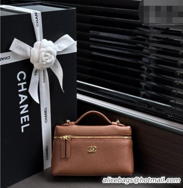 Best Grade Chanel Small Vanity with chain/Grained Calfskin AP5346 Brown 2026
