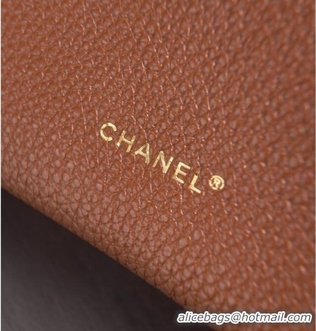 Free Shipping Chanel Large Vanity with chain/grained calfskin AP5347 Brown 2026