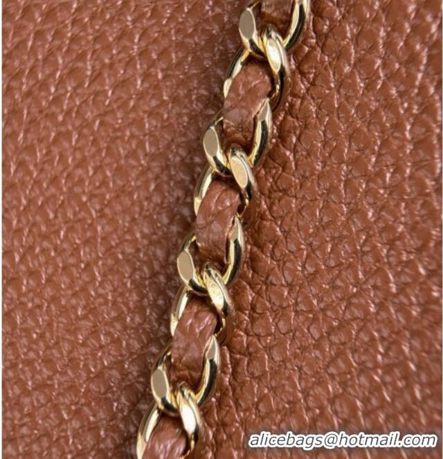 Free Shipping Chanel Large Vanity with chain/grained calfskin AP5347 Brown 2026