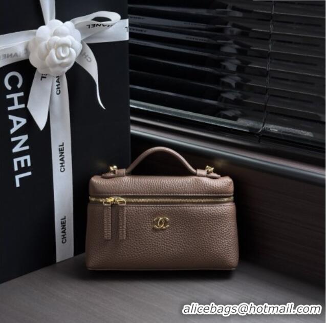 Best Grade Chanel Small Vanity with chain/Grained Calfskin AP5346 Grey 2026