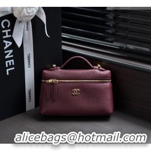 Luxury Cheap Chanel Small Vanity with chain/Grained Calfskin AP5346 Burgundy 2026