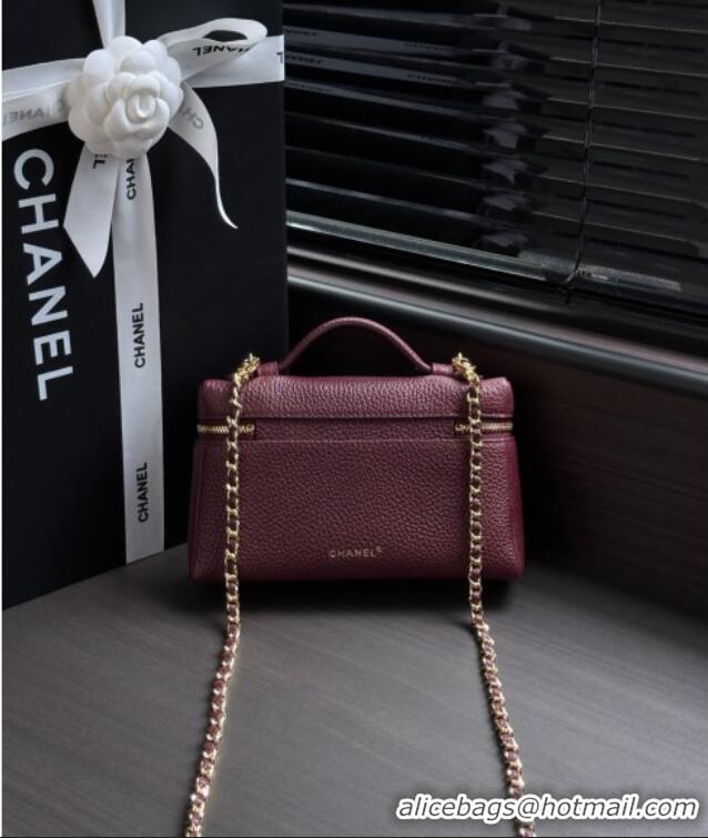 Luxury Cheap Chanel Small Vanity with chain/Grained Calfskin AP5346 Burgundy 2026