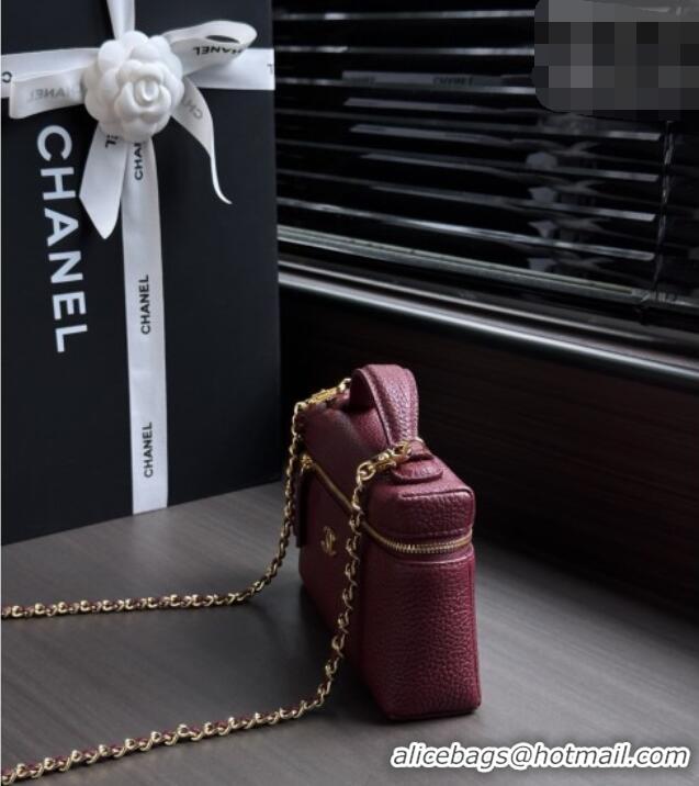 Luxury Cheap Chanel Small Vanity with chain/Grained Calfskin AP5346 Burgundy 2026