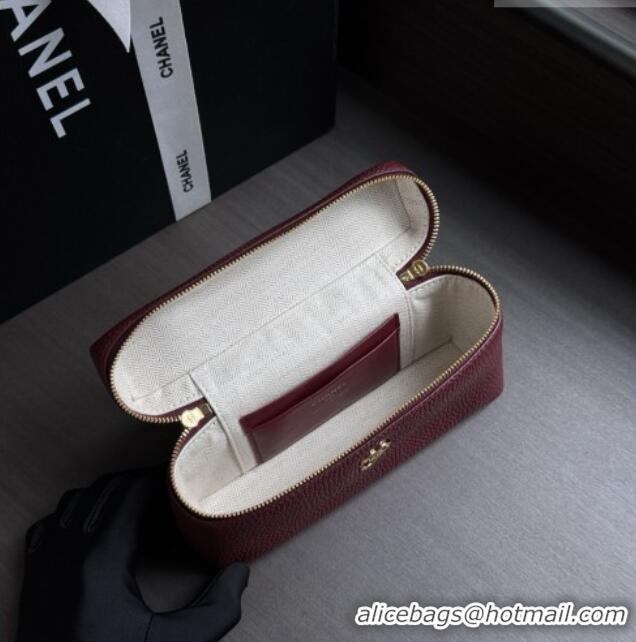 Luxury Cheap Chanel Small Vanity with chain/Grained Calfskin AP5346 Burgundy 2026
