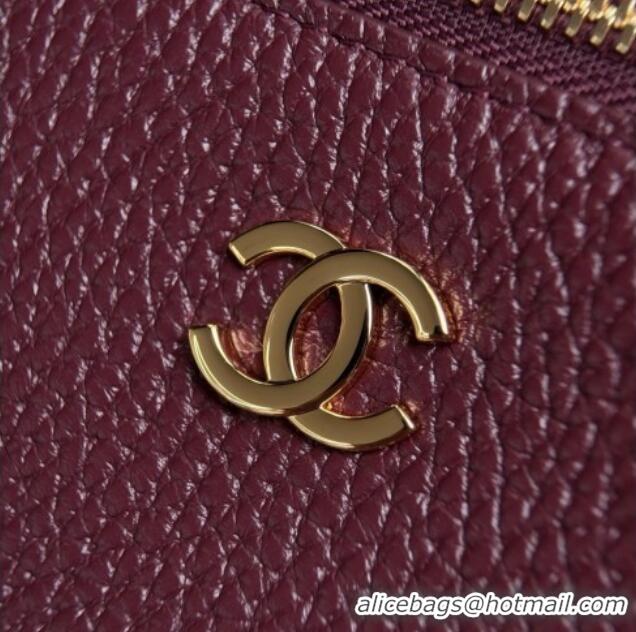 Luxury Cheap Chanel Small Vanity with chain/Grained Calfskin AP5346 Burgundy 2026