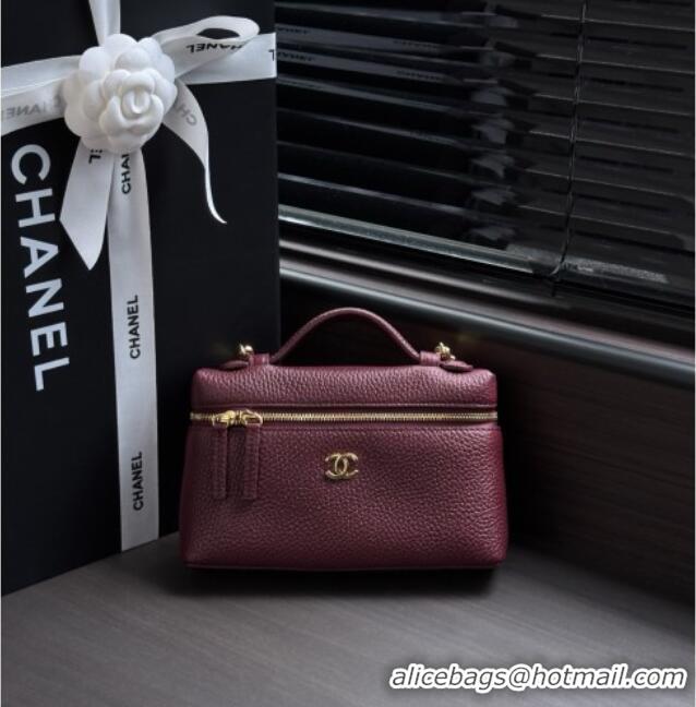 Luxury Cheap Chanel Small Vanity with chain/Grained Calfskin AP5346 Burgundy 2026