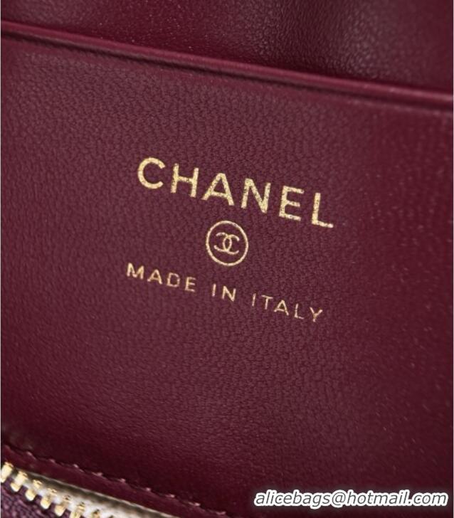 Luxury Cheap Chanel Small Vanity with chain/Grained Calfskin AP5346 Burgundy 2026