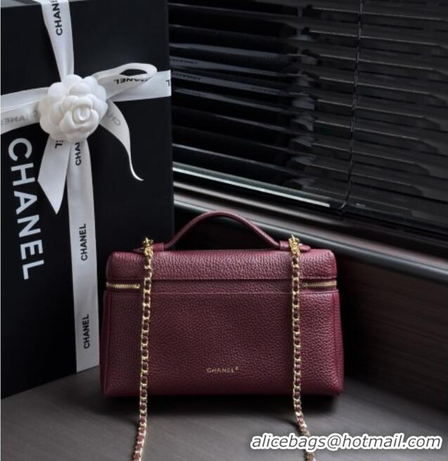 Original Cheap Chanel Large Vanity with chain/grained calfskin AP5347 Burgundy 2026
