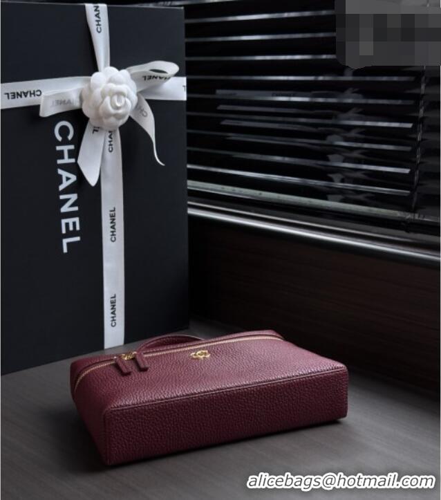Original Cheap Chanel Large Vanity with chain/grained calfskin AP5347 Burgundy 2026