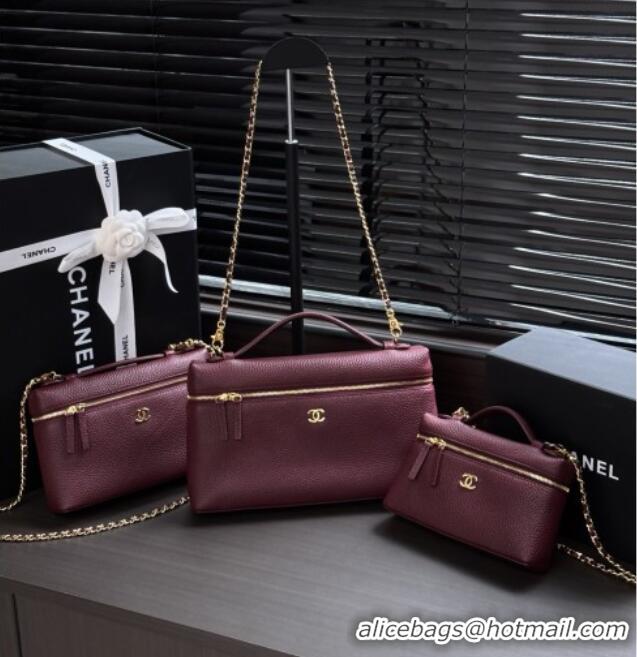 Original Cheap Chanel Large Vanity with chain/grained calfskin AP5347 Burgundy 2026