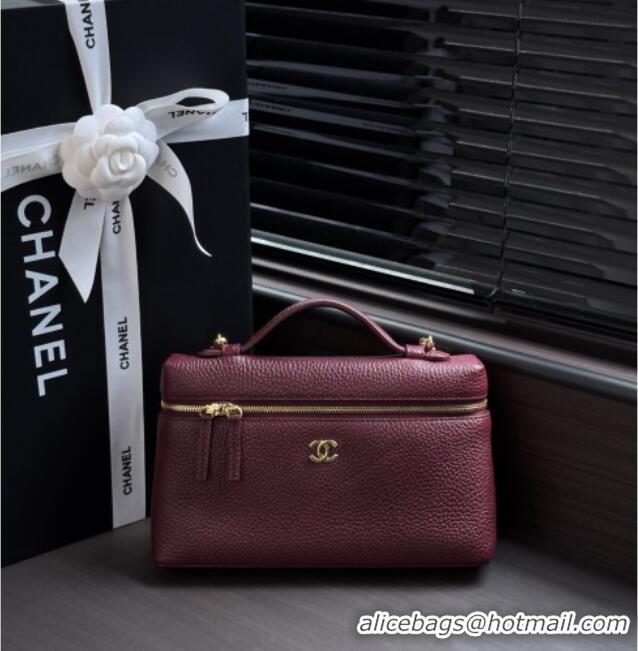 Original Cheap Chanel Large Vanity with chain/grained calfskin AP5347 Burgundy 2026