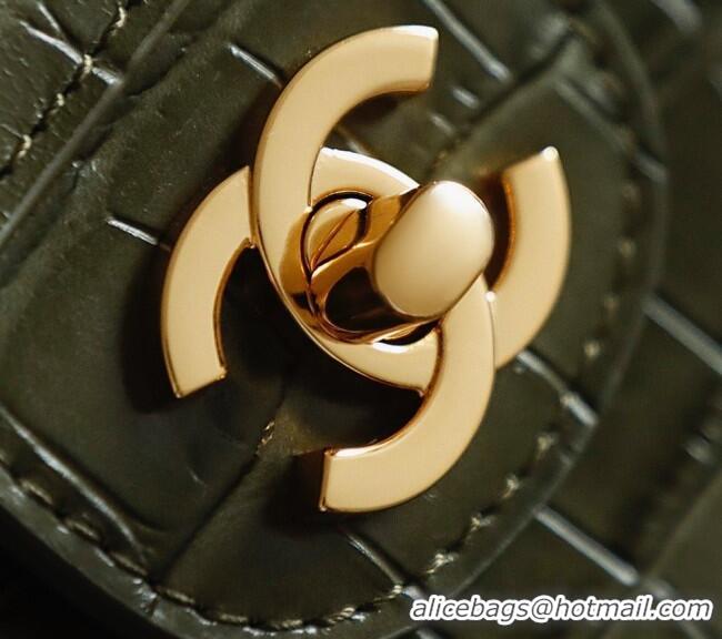 Buy Discount Chanel Maxi Flap Bag in Crocodile Pattern Calfskin AS6231 Green/Gold 2026