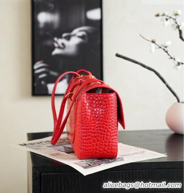 Luxury Cheap Chanel Maxi Flap Bag in Crocodile Pattern Calfskin AS6231 Red/Gold 2026