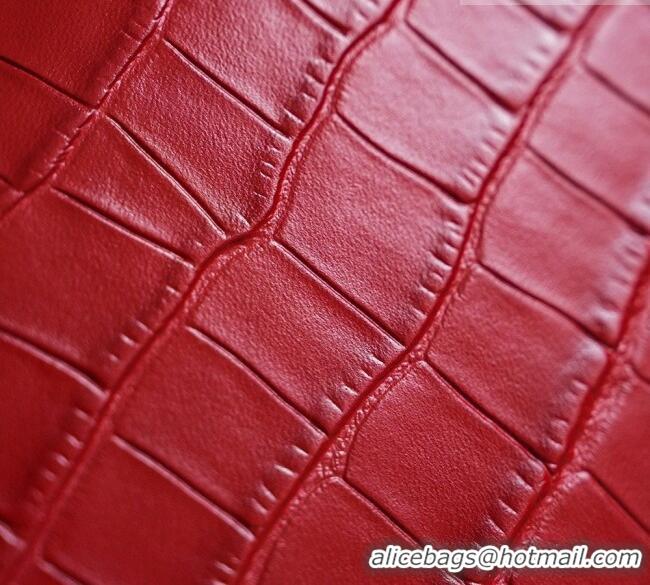 Grade Quality Chanel Maxi Flap Bag in Crocodile Pattern Calfskin AS6233 Red/Silver 2026