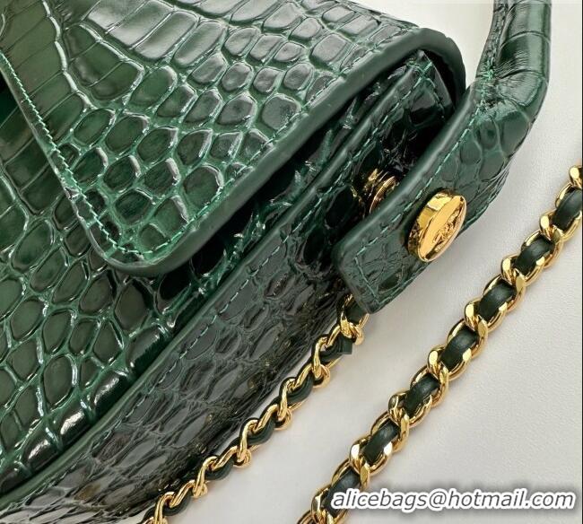 Grade Discount Chanel Crocodile Embossed Calfskin Flap Bag With Top Handle AS6425 Green 2026