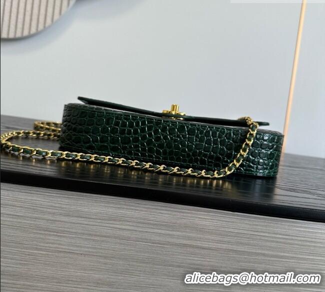 Grade Discount Chanel Crocodile Embossed Calfskin Flap Bag With Top Handle AS6425 Green 2026