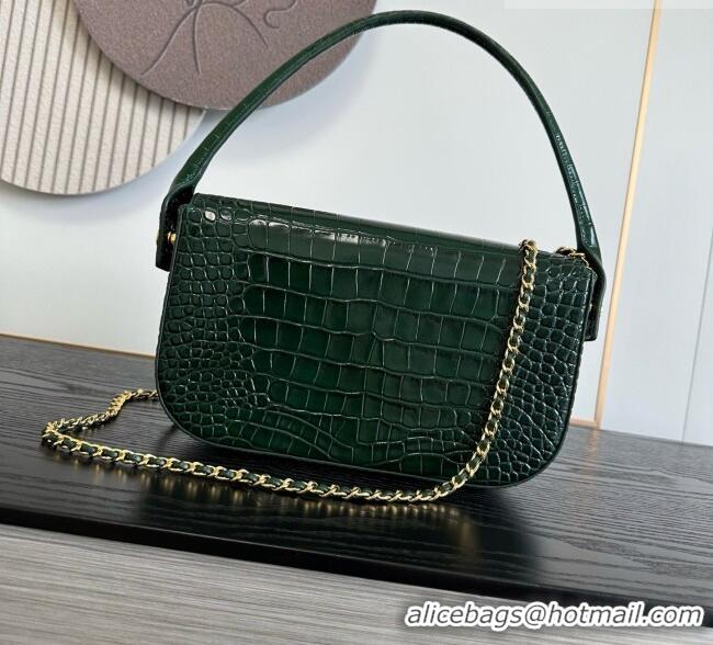 Grade Discount Chanel Crocodile Embossed Calfskin Flap Bag With Top Handle AS6425 Green 2026