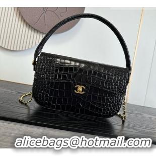 Good Product Chanel Crocodile Embossed Calfskin Flap Bag With Top Handle AS6425 Black 2026
