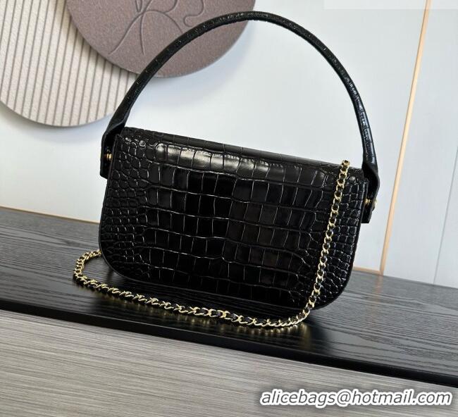 Good Product Chanel Crocodile Embossed Calfskin Flap Bag With Top Handle AS6425 Black 2026