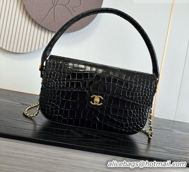 Good Product Chanel Crocodile Embossed Calfskin Flap Bag With Top Handle AS6425 Black 2026