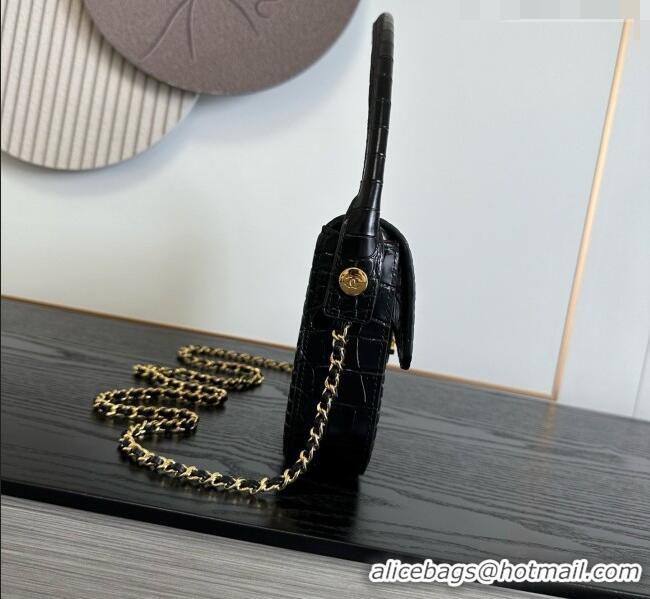Good Product Chanel Crocodile Embossed Calfskin Flap Bag With Top Handle AS6425 Black 2026
