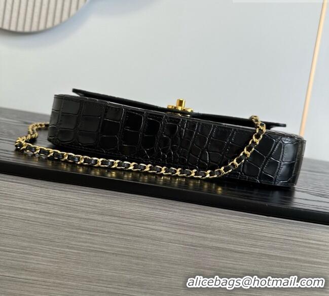 Good Product Chanel Crocodile Embossed Calfskin Flap Bag With Top Handle AS6425 Black 2026