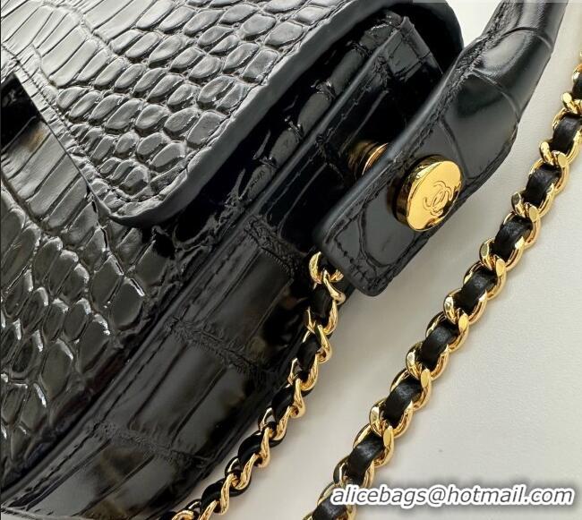 Good Product Chanel Crocodile Embossed Calfskin Flap Bag With Top Handle AS6425 Black 2026