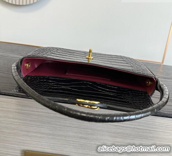 Good Product Chanel Crocodile Embossed Calfskin Flap Bag With Top Handle AS6425 Black 2026