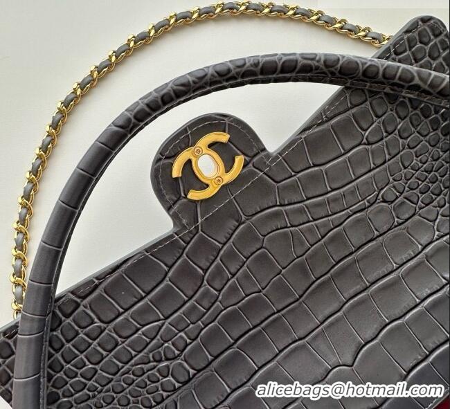 Traditional Specials Chanel Crocodile Embossed Calfskin Flap Bag With Top Handle AS6425 Grey 2026