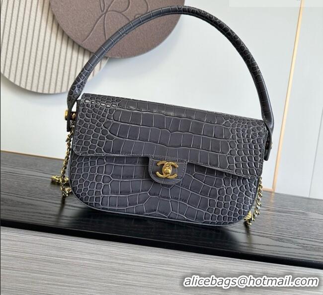 Traditional Specials Chanel Crocodile Embossed Calfskin Flap Bag With Top Handle AS6425 Grey 2026