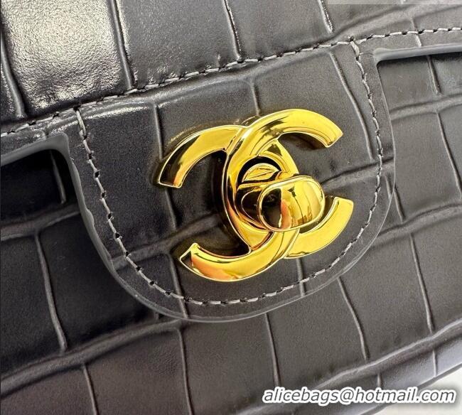 Traditional Specials Chanel Crocodile Embossed Calfskin Flap Bag With Top Handle AS6425 Grey 2026