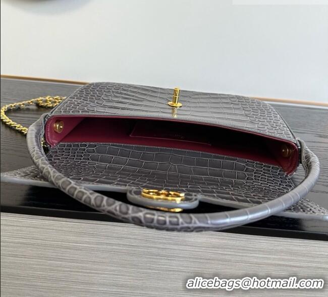 Traditional Specials Chanel Crocodile Embossed Calfskin Flap Bag With Top Handle AS6425 Grey 2026