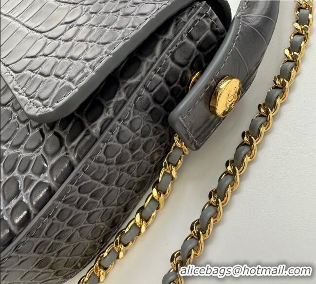 Traditional Specials Chanel Crocodile Embossed Calfskin Flap Bag With Top Handle AS6425 Grey 2026