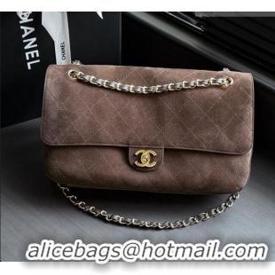 Original Cheap Chanel Suede Calfskin Maxi Flap Bag AS6281 Dark Brown 2026