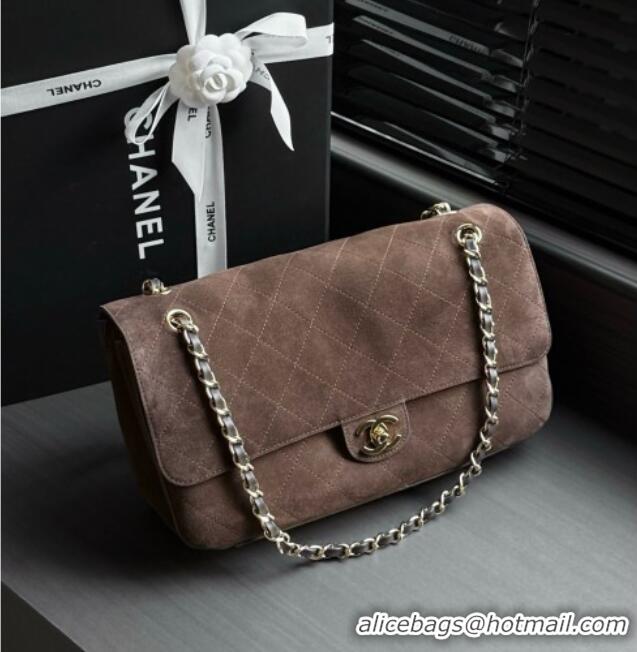 Original Cheap Chanel Suede Calfskin Maxi Flap Bag AS6281 Dark Brown 2026