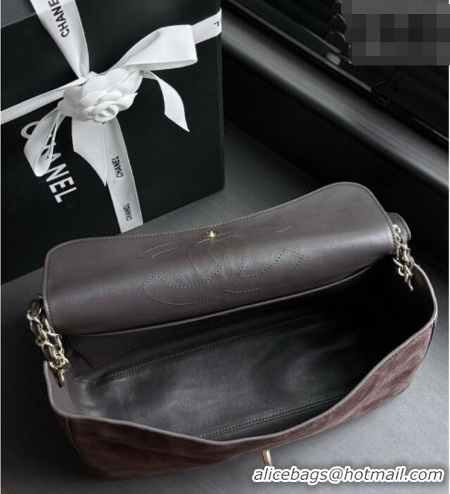 Original Cheap Chanel Suede Calfskin Maxi Flap Bag AS6281 Dark Brown 2026