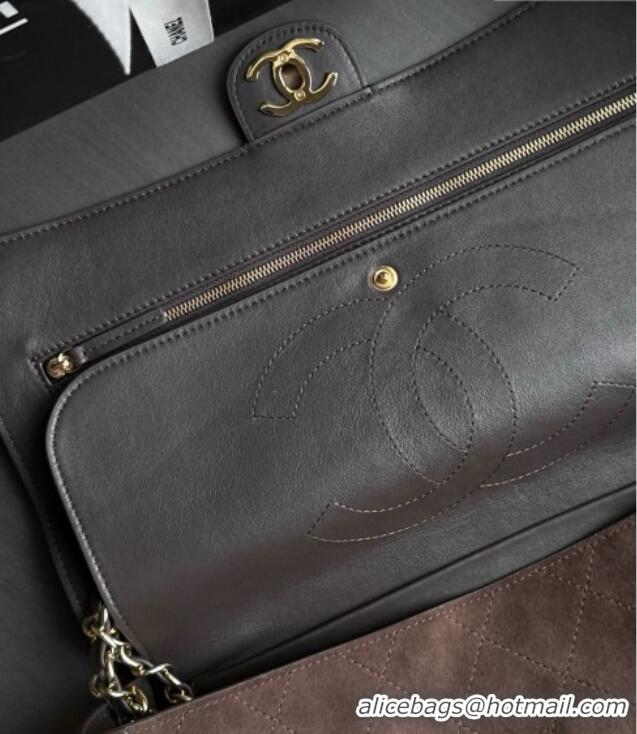 Original Cheap Chanel Suede Calfskin Maxi Flap Bag AS6281 Dark Brown 2026