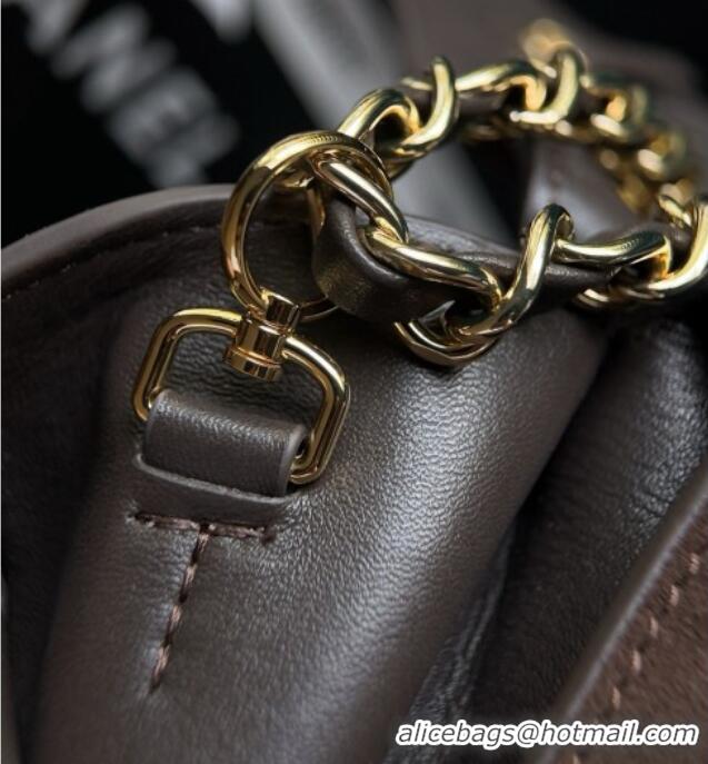 Original Cheap Chanel Suede Calfskin Maxi Flap Bag AS6281 Dark Brown 2026