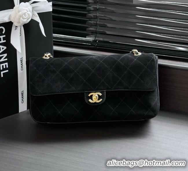 Good Taste Chanel Suede Calfskin Maxi Flap Bag AS6281 Black 2026