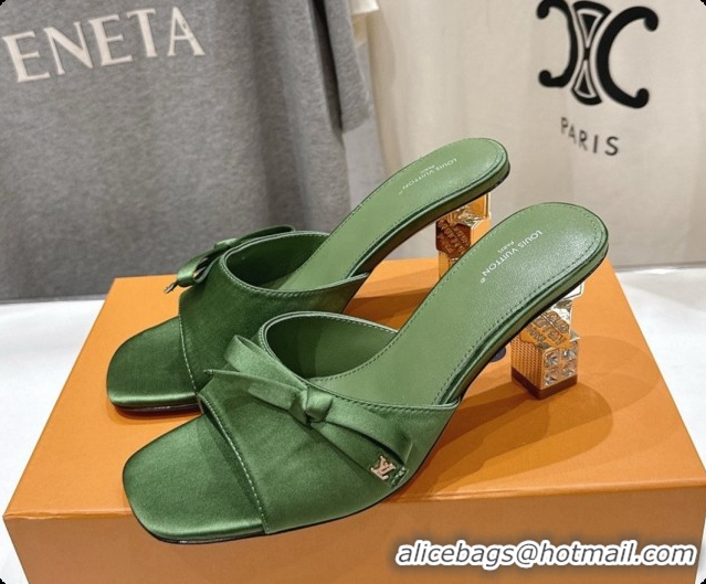 Purchase Louis Vuitton LV Cube Mule in Green Satin Pre-Fall 6073038 2026