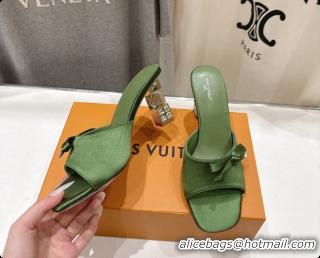 Purchase Louis Vuitton LV Cube Mule in Green Satin Pre-Fall 6073038 2026