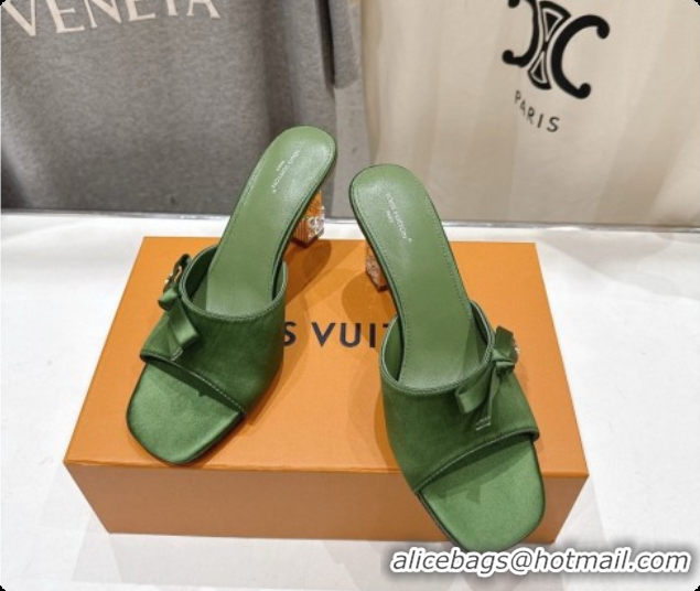 Purchase Louis Vuitton LV Cube Mule in Green Satin Pre-Fall 6073038 2026