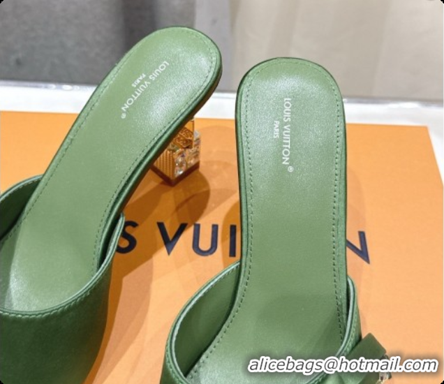Purchase Louis Vuitton LV Cube Mule in Green Satin Pre-Fall 6073038 2026